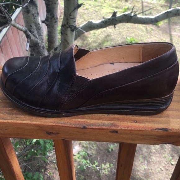 DANSKO Shoes PIA Loafers Leather Dark Brown Slip On Wedge Heel Size 38 - Picture 9 of 12